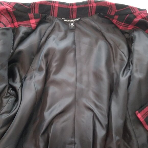 Briggs NY | NWT Plaid Red Black Wool Blazer Jacket | Size 16P - Picture 6 of 11